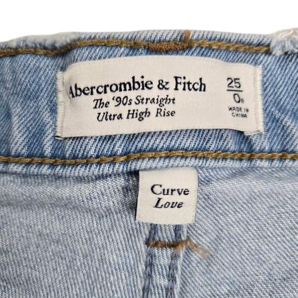 Abercrombie Sz 25 The 90s Straight Ultra High Rise Curve Love Split Hem - Picture 12 of 16